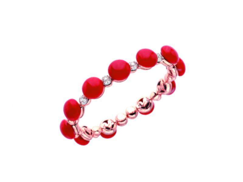 18KT PINK AND WHITE GOLD BRACELET WITH DIAMONDS AND RED CORAL BON BON CHANTECLER 27235